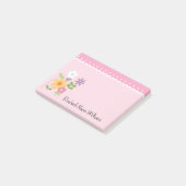Roze bloemige gepersonaliseerd post-it® notes (Schuin)