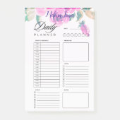 roze bloemige gepersonaliseerde dagelijkse planner post-it® notes (Voorkant)