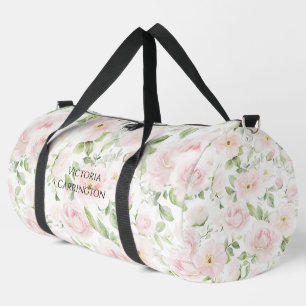 Roze bloemige gepersonaliseerde elegante vintage plunjezak