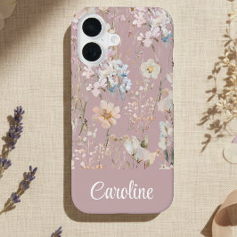 Roze Bloemige Gepersonaliseerde iPhone 16 Hoesje