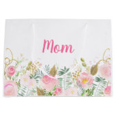 Roze bloemige gepersonaliseerde moeder groot cadeauzakje (Voorkant)