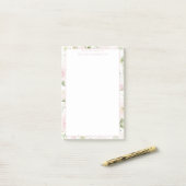 Roze bloemige gepersonaliseerde vintage post-it® notes (Op bureau)