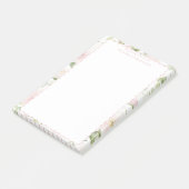 Roze bloemige gepersonaliseerde vintage post-it® notes (Schuin)