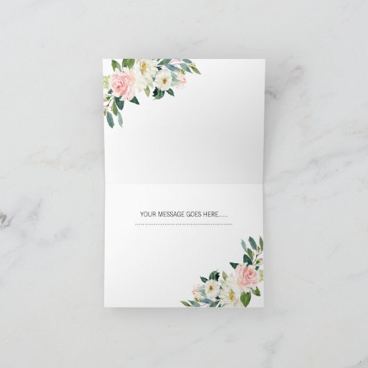 Roze Bloemige Glas Bruiloft Dankkaart Bedankkaart (Binnen)