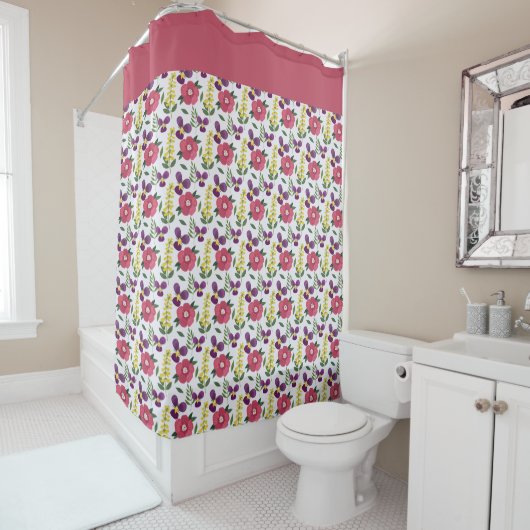 Roze Bloemige Gordijn voor Douche (In situ)