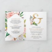 Roze Bloemige Gouden Ampersand QR Code Bruiloft (Binnen)