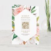 Roze Bloemige Gouden Ampersand QR Code Bruiloft (Achterkant)