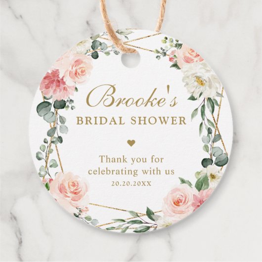 Roze Bloemige Gouden Bruidsdiner Bedankt Kaartje Bedankjes Labels (Achterkant)