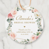 Roze Bloemige Gouden Bruidsdiner Bedankt Kaartje Bedankjes Labels (Voorkant)