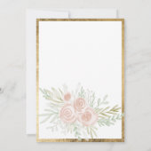 Roze bloemige gouden rand chique wit Baby shower Kaart (Achterkant)