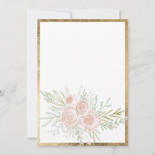 Roze bloemige gouden rand chique wit Baby shower Kaart (Achterkant)