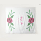 Roze Bloemige Groene Bladerentuin Foto Achtergrond Wandkleed (Voorkant (horizontaal))