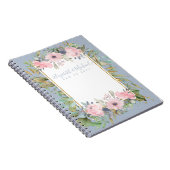 Roze Bloemige Groene Boho Bruiloft Notitieboek (Rechterzijde)
