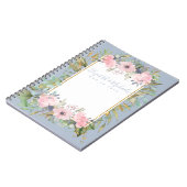 Roze Bloemige Groene Boho Bruiloft Notitieboek (Linkerzijde)