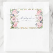 Roze bloemige groene boho-bruiloft rechthoekige sticker (Tas)