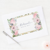 Roze bloemige groene boho-bruiloft rechthoekige sticker (Envelop)