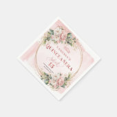 Roze bloemige groene Sweet 15 servetten (Hoek)