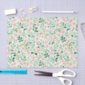 Roze Bloemige Groene Tissuepapier (Craft)