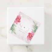 Roze Bloemige Groene Waterverf Bruiloft Bedankjes Labels (In situ)