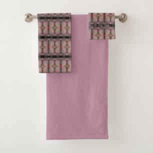 Roze bloemige handdoek set