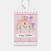 Roze Bloemige Hartjes Verjaardag Cadeaulabel (Voorkant)