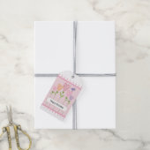 Roze Bloemige Hartjes Verjaardag Cadeaulabel (Met Touw)