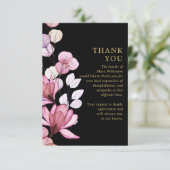 Roze bloemige herdenkingsviering van het leven-fot bedankkaart (Staand voorkant)