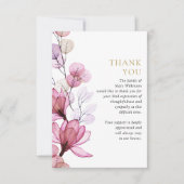 Roze Bloemige Herdenkingsviering Van Het Leven Fun Bedankkaart (Voorkant)