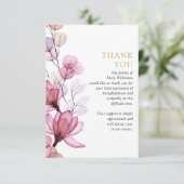 Roze Bloemige Herdenkingsviering Van Het Leven Fun Bedankkaart (Staand voorkant)