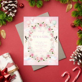 Roze bloemige "Het is een meisje" babyshower uitno Acryl Uitnodigingen