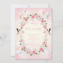 Roze bloemige "Het is een meisje" babyshower uitno