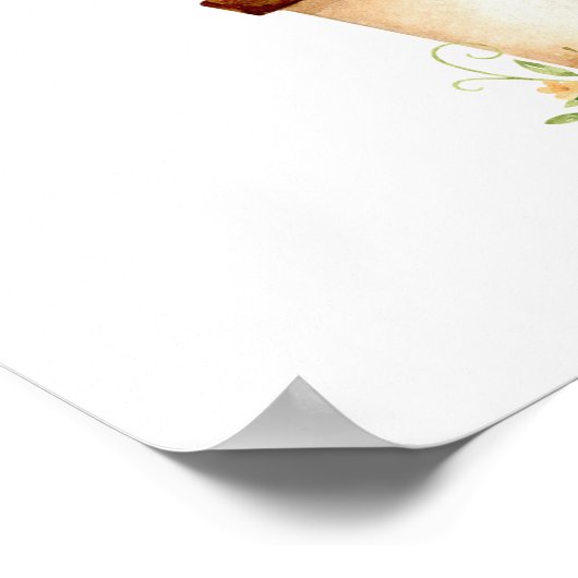 Roze bloemige hete luchtballon Olifant Avontuur Poster (Hoek)