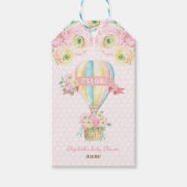  roze bloemige heteluchtballon Baby shower Cadeaulabel (Voorkant)