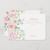 Roze Bloemige Hortensia Botanische Bloemen Details Informatiekaartje (Voorkant / Achterkant)