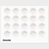 Roze Bloemige Hortensia Bruiloft Feest Uitnodiging Ronde Sticker (Vel)