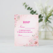 "Roze bloemige huwelijks RSVP kaart reactiekaart" (Staand voorkant)