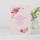 roze bloemige huwelijksdinerjubileum kaart (Staand voorkant)