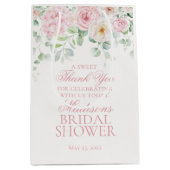 Roze bloemige Hydrangea Bruiloft Favor Medium Cadeauzakje (Voorkant)