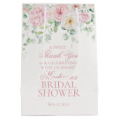 Roze bloemige Hydrangea Bruiloft Favor Medium Cadeauzakje (Achterkant)