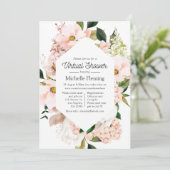 Roze Bloemige Hydrangea Virtuele Bruiloft Kaart (Staand voorkant)