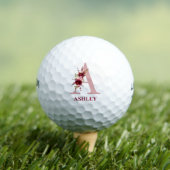 Roze bloemige initiaal A monogram Golfballen (Insitu Shirt)