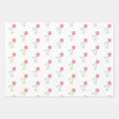 Roze bloemige inpakpapier platte vel set van 3 (Voorkant)