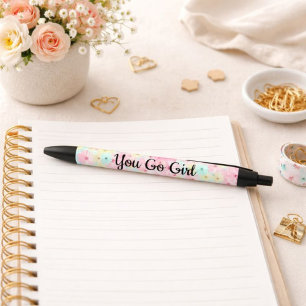 Roze Bloemige Inspiratiepen Zwarte Inkt Pen