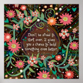 roze bloemige inspirerende start over quote poster (Voorkant)