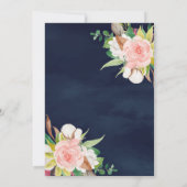 Roze bloemige jurk Navyblauw Gouden Quinceanera Kaart (Achterkant)