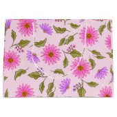 Roze Bloemige Kanten Daisy Papier Grote Cadeautas (Voorkant)