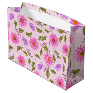 Roze Bloemige Kanten Daisy Papier Grote Cadeautas