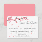 Roze Bloemige Kersenbloesem Bewaar de Datum Save The Date (Voorkant / Achterkant)