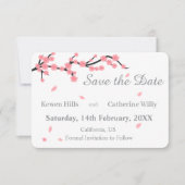 Roze Bloemige Kersenbloesem Bewaar de Datum Save The Date (Voorkant)