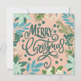 Roze bloemige Kerst foto Vakantiewenskaart Feestdagenkaart